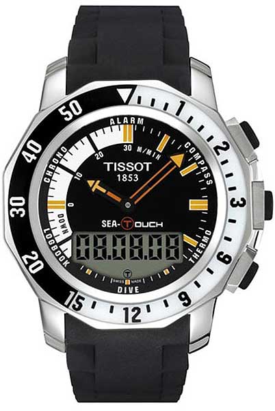 AAA 1:1 Replica Tissot-Touch-Collection-Sea-Touch Mens Watches Black Dial Swiss Quartz 44.4MM T026.420.17.281.00 Watch