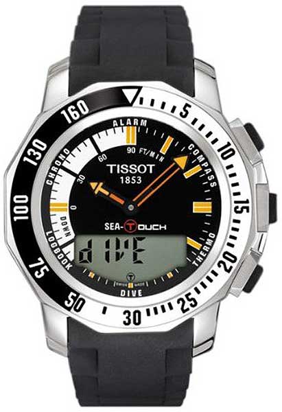 AAA 1:1 Replica Tissot-Touch-Collection-Sea-Touch Mens Watches Black Dial Swiss Quartz 44.4MM T026.420.17.281.01 Watch
