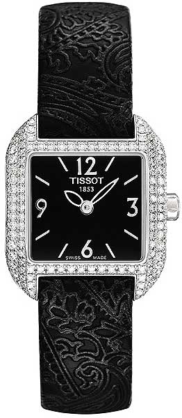 AAA 1:1 Replica Tissot-T-Trend-T-Wave Ladies Watches Black Dial Swiss Quartz 23.6MM T02.1.425.52 Watch