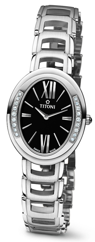 AAA 1:1 Replica Titoni-Mademoiselle Ladies Watches Black Dial Quartz 32 x 26MM TQ42921S-DB-360 Watch