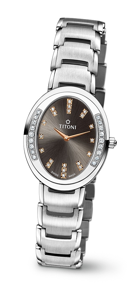 AAA 1:1 Replica Titoni-Mademoiselle Ladies Watches Gray Dial Quartz 26MM TQ42921S-DB-532R Watch