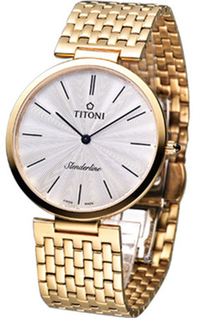 AAA 1:1 Replica Titoni-Slenderline Mens Watches Silver Dial Quartz 37MM TQ52926RG-341 Watch