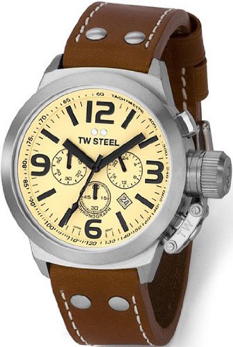 AAA 1:1 Replica TW-Steel Mens Watches Cream Dial Quartz 45MM TW5 Watch