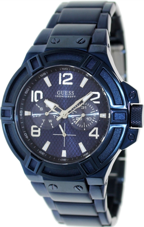 AAA 1:1 Replica Guess Mens Watches Blue Dial Quartz 45MM U0041G2 Watch