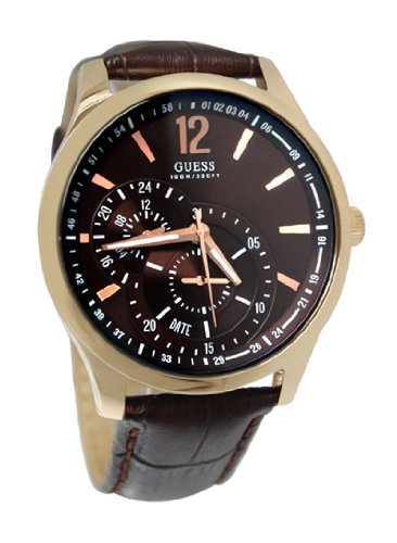 AAA 1:1 Replica Guess Mens Watches Dark Brown Dial Japanese Quartz 45MM U10627G1 Watch