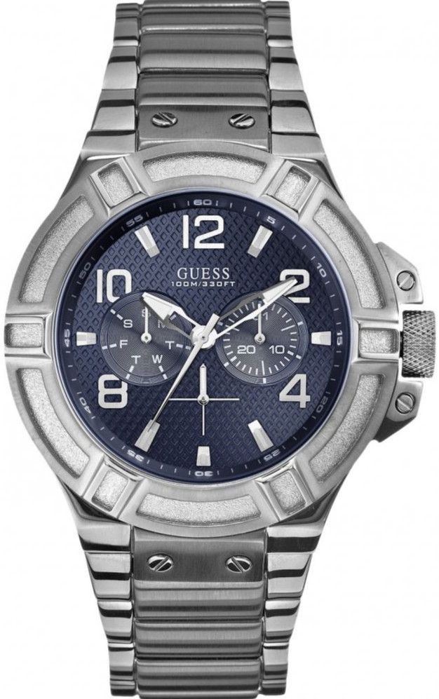 AAA 1:1 Replica Guess Mens Watches Blue Dial Quartz 45MM W0218G2 Watch