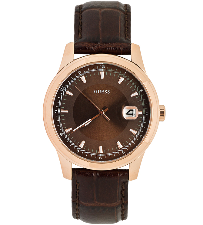 AAA 1:1 Replica Guess Mens Watches Brown Dial Quartz 4.4MM W0250G2 Watch