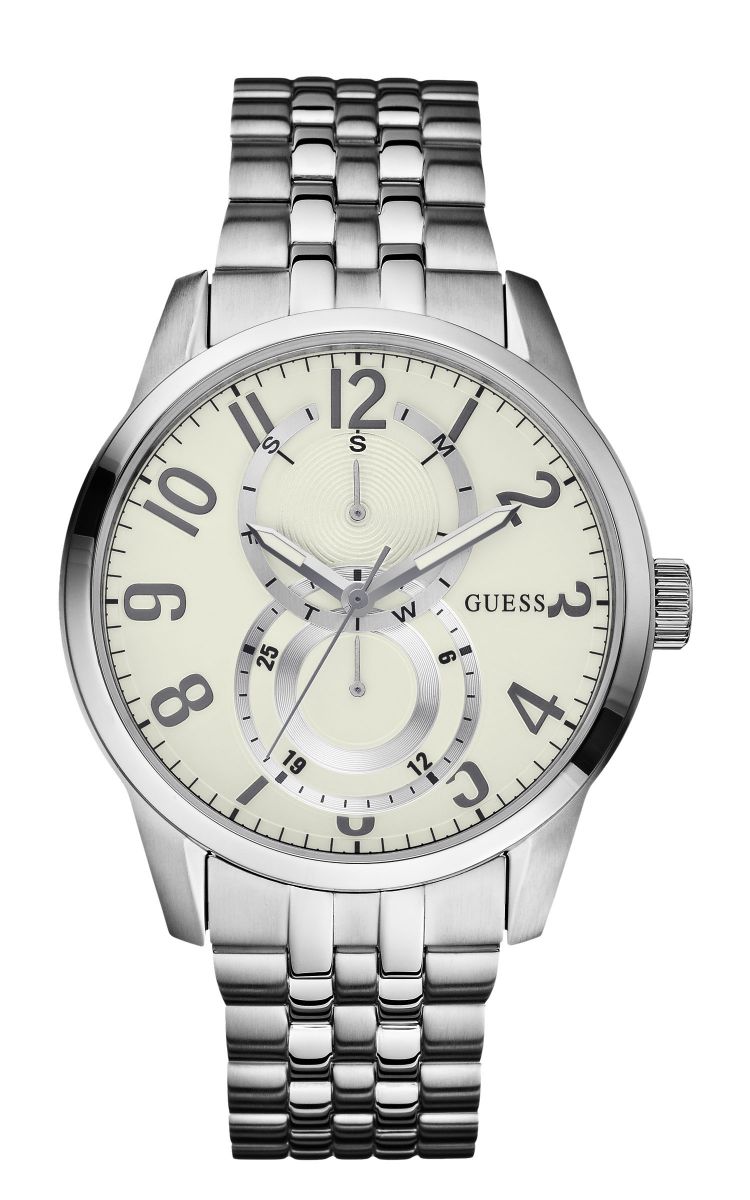 AAA 1:1 Replica Guess-Multifunction Mens Watches Silver Dial Quartz 44MM W13100G2 Watch