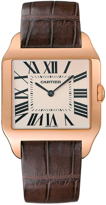 AAA 1:1 Replica Cartier-Santos Mens Watches Silver with Roman Numeral Hour Markers Dial Manual Winding 6MM W2006951 Watch