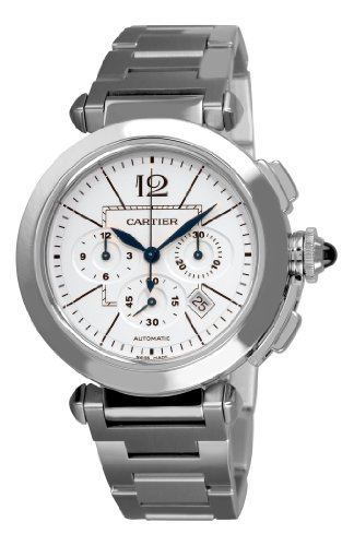 AAA 1:1 Replica Cartier-Pasha Mens Watches Silver Opaline Chrongraph with Date Between 4 and 5 Dial Calibre 8100-MC Automatic RotatingMM W31085M7 Watch