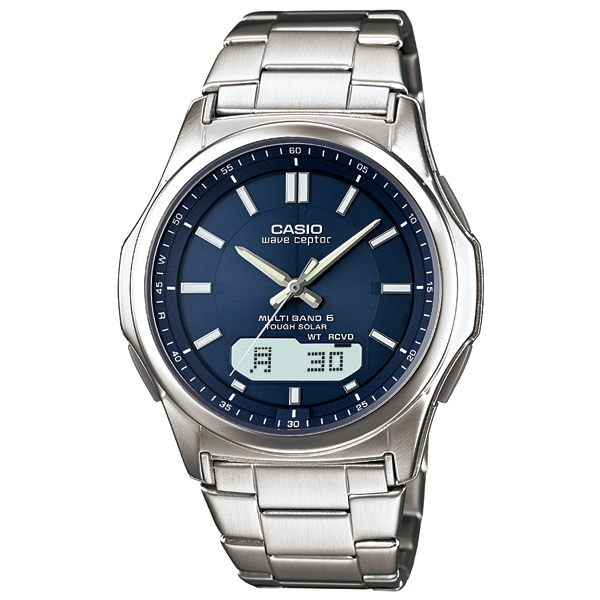 AAA 1:1 Replica Casio-Wave-Ceptor Mens Watches Blue Dial Solar 45.1MM WVA-M630D-2AJF Watch